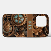 Coole Steampunkronen, Brown & Aquamarine Cogs & Bl Case-Mate iPhone Hülle (Rückseite (Horizontal))