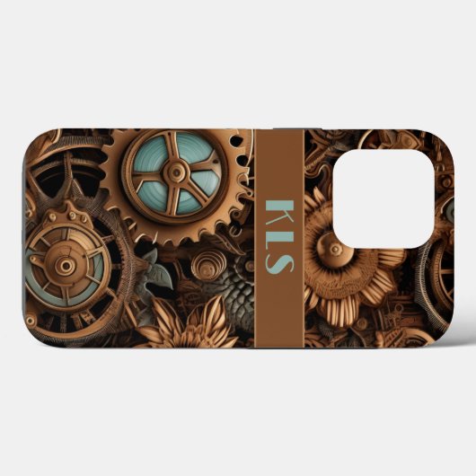 Coole Steampunkronen, Brown & Aquamarine Cogs & Bl Case-Mate iPhone Hülle (Rückseite (Horizontal))