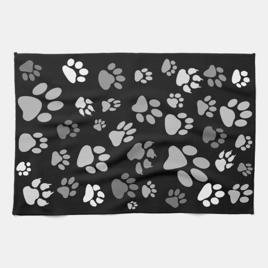 Coole, stilvolle Schwarz-Weiß-Farbdrucke Geschirrtuch (Horizontal)