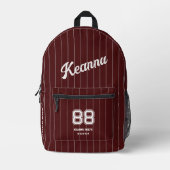 Coole Stilvolle Sporty Baseball Maroon Rote Streif Bedruckter Rucksack (Vorderseite)