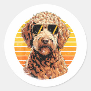 Coole stolze Doodle-Männer Frauen Vintage-Hunde-Li Runder Aufkleber