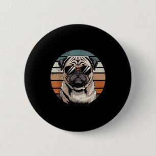Coole stolze Mops-Männer Frauen Vintage-Hundebesit Button