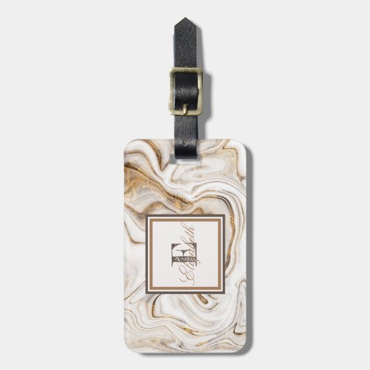 Coole Stone-Marmortextur, Monogramm Gepäckanhänger (Vorderseite vertikal)