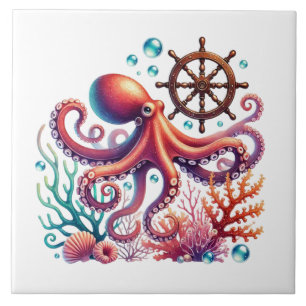 Coole Strand-Oktopus-Liebhaber Fliese