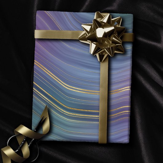 Coole Strata | Beautiful Blue Lila and Gold Agate Geschenkpapier
