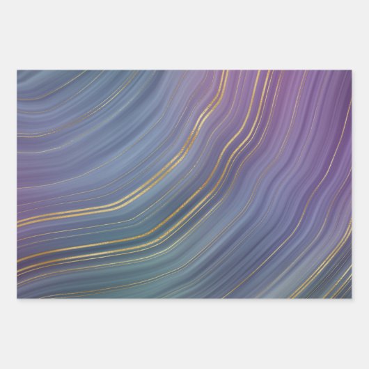 Coole Strata | Beautiful Blue Lila and Gold Agate Geschenkpapier Set (Vorderseite 3)