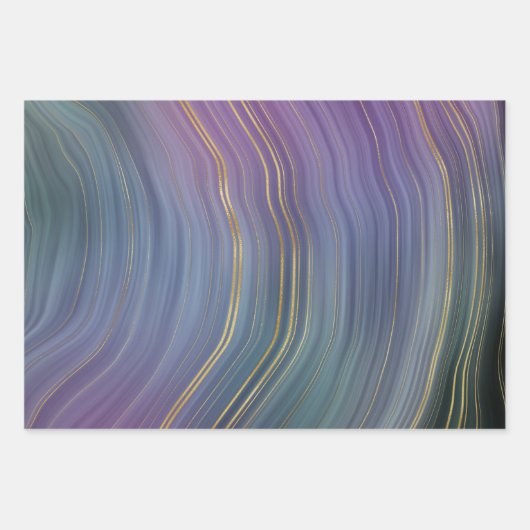 Coole Strata | Beautiful Blue Lila and Gold Agate Geschenkpapier Set (Vorderseite 2)