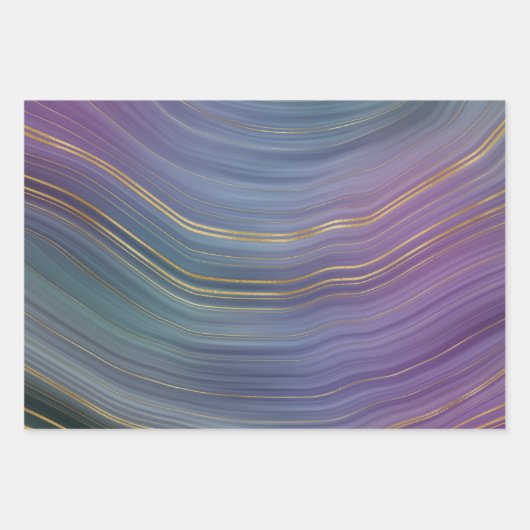 Coole Strata | Beautiful Blue Lila and Gold Agate Geschenkpapier Set (Vorderseite)