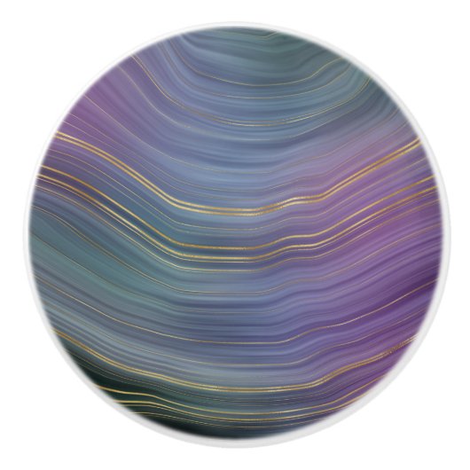 Coole Strata | Beautiful Blue Lila and Gold Agate Keramikknauf (Vorderseite)