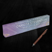 Coole Strata | Beautiful Blue Lila and Gold Agate Namensplakette