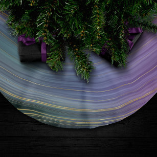 Coole Strata   Beautiful Blue Lila and Gold Agate Polyester Weihnachtsbaumdecke