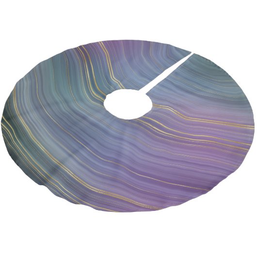 Coole Strata | Beautiful Blue Lila and Gold Agate Polyester Weihnachtsbaumdecke (Schrägansicht)
