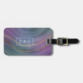 Coole Strata | Blue Lila Gold Agate Monogram Gepäckanhänger (Vorderseite horizontal)