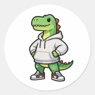 Coole Streetwear-Dinosaur-Kapuzenjacke für Kinder Runder Aufkleber