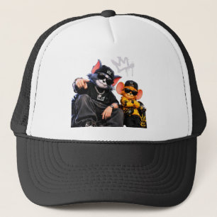 Coole Streetwear Hip-Hop Katze Rund Schlüsselanhän Truckerkappe