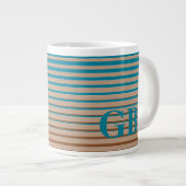 Coole Streifen braun und blau Mit Monogramm Jumbo-Tasse (Vorderseite Rechts)