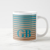 Coole Streifen braun und blau Mit Monogramm Jumbo-Tasse (Rechts)