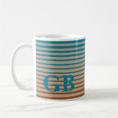 Coole Streifen braun und blau Mit Monogramm Kaffeetasse (Links)