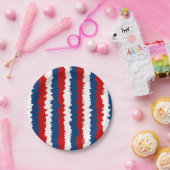 Coole Streifen rot, weiß und blau Pappteller (Party)