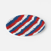 Coole Streifen rot, weiß und blau Pappteller (Schrägansicht)