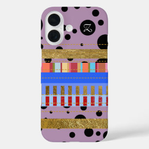 Coole Streifen und Punkte und Anfangsbuchstaben iPhone 16 Hülle