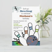 Coole Streik-Bowlings-Einladung Einladung (Stehend Vorderseite)