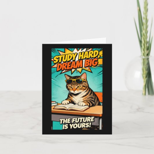 Coole Studienkatze - Hart studieren Große Träume M Karte (Vorderseite)