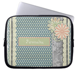 Coole Stylish Polka Dots Lace & Daisies Personalis Laptopschutzhülle