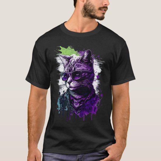 Coole subtile asexuelle Pride-Katz-Kunst Ace Pride T-Shirt (Vorderseite)