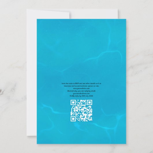 Coole Summer QR Code UAWG Beach Hochzeit Einladung (Rückseite)