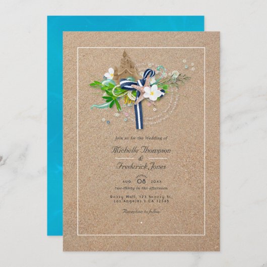 Coole Summer QR Code UAWG Beach Hochzeit Einladung (Vorne/Hinten)