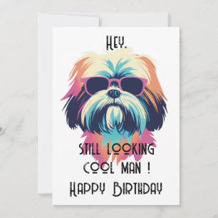 Coole Summer Shih Tzu Happy B-Day Card Dankeskarte