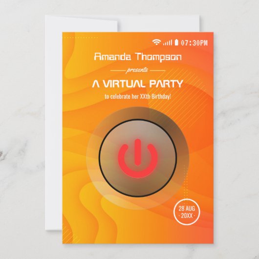 Coole Summer Virtual Birthday Party Einladung (Vorderseite)