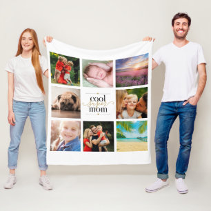 Coole Super-Mama 8 Foto-Collage Schwarz und Gold Fleecedecke
