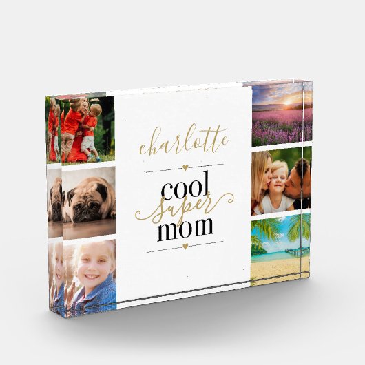 Coole Super-Mama Personalisiert 6 Fotoblock (Links)