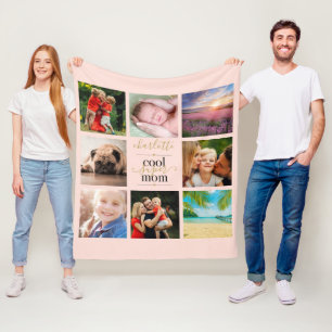 Coole Super-Mama Personalisiert 8 Fotos Blush Rosa Fleecedecke