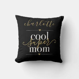 Coole Super Mama Personalisiert Schwarz und Gold Kissen