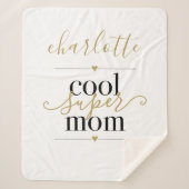 Coole Super Mama Personalisiert Schwarz und Gold Sherpadecke (Vorderseite)