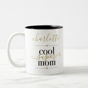 Coole Super Mama Personalisiert Schwarz und Gold Zweifarbige Tasse