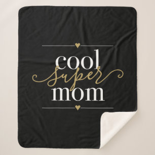 Coole Super Mama Schwarz und Gold Modern Elegant Sherpadecke