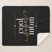 Coole Super Mama Schwarz und Gold Moderne Elegant Sherpadecke (Vorderseite (Horizontal))