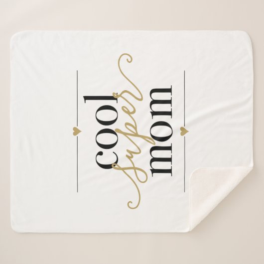 Coole Super Mama Schwarz und Gold Modernes Elegant Sherpadecke (Vorderseite (Horizontal))