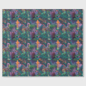 Coole Surreal Lines Shapes Jungle Pattern Geschenkpapier (Flach)