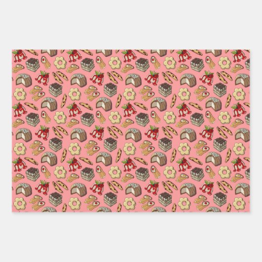 coole Süßigkeiten aus Backwaren Geschenkpapier Set (Vorderseite)