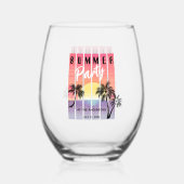 Coole Synthwave-Sommerparty Weinglas Ohne Stiel (Vorderseite)