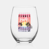 Coole Synthwave-Sommerparty Weinglas Ohne Stiel (Rückseite)