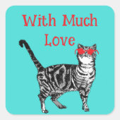 Coole Tablettenkatze Sie sind eine Coole Katze Lie Quadratischer Aufkleber (Vorderseite)