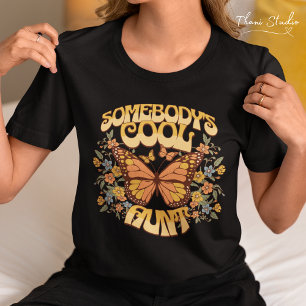 Coole Tante Schmetterling Wilde Blume Vintage Retr T-Shirt