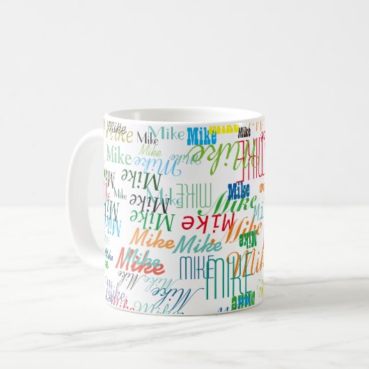 Coole Tasse farbenfroher Namen (Vorderseite Links)