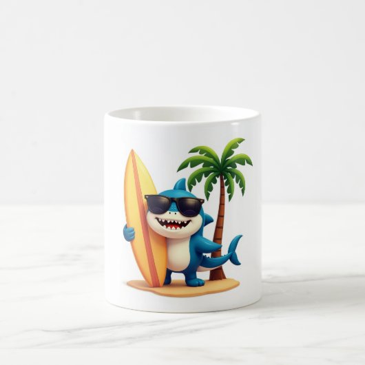 Coole Tasse von Surf Shark 🦈 Tropical Beach Coffe (Mittel)